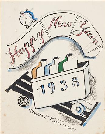 KONRAD CRAMER (1888 - 1963, AMERICAN) Untitled, (A group of four New Years cards).